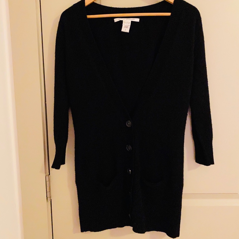 DVF Women’s Black Button Down Cardigan in Size Small